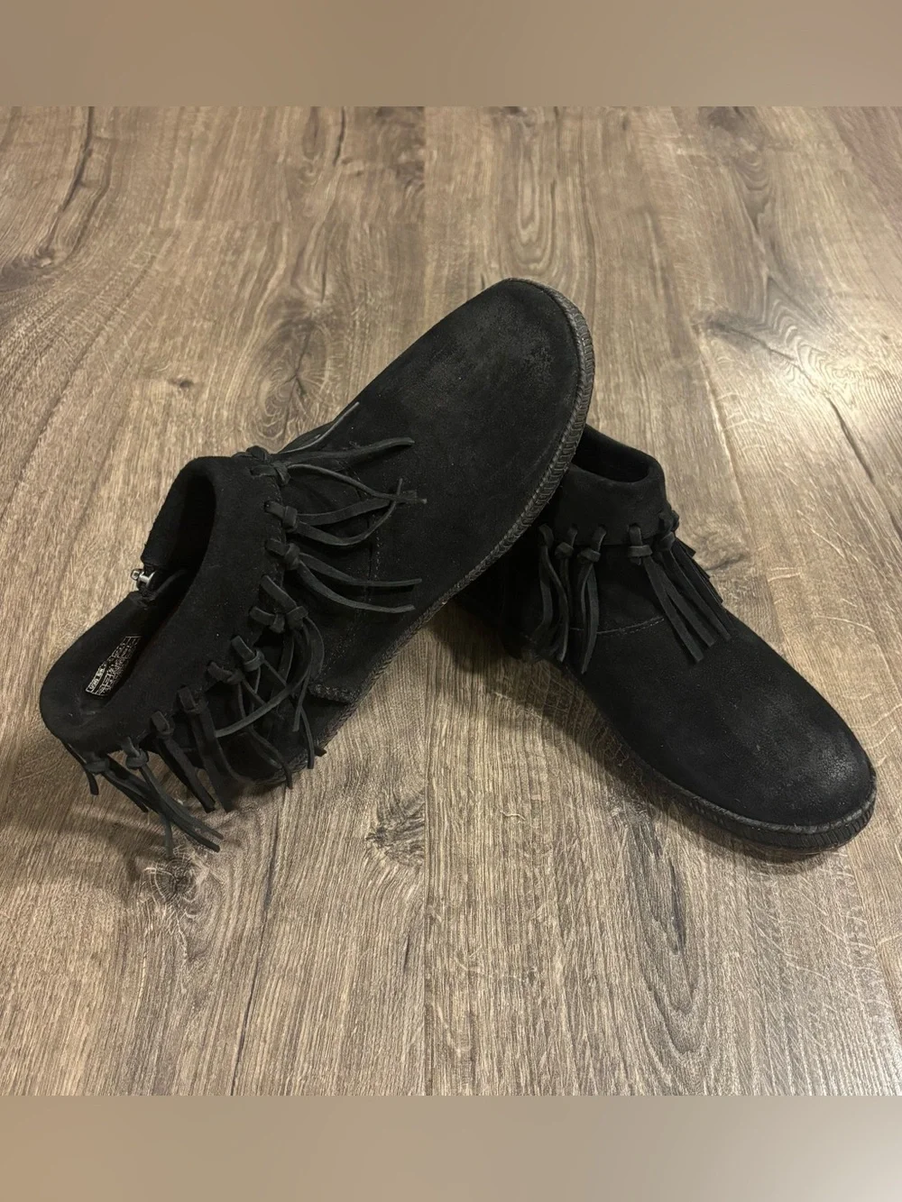 UGG Australia Shenendoah Black Fringe Ankle Boots Booties Women sz US 7.5